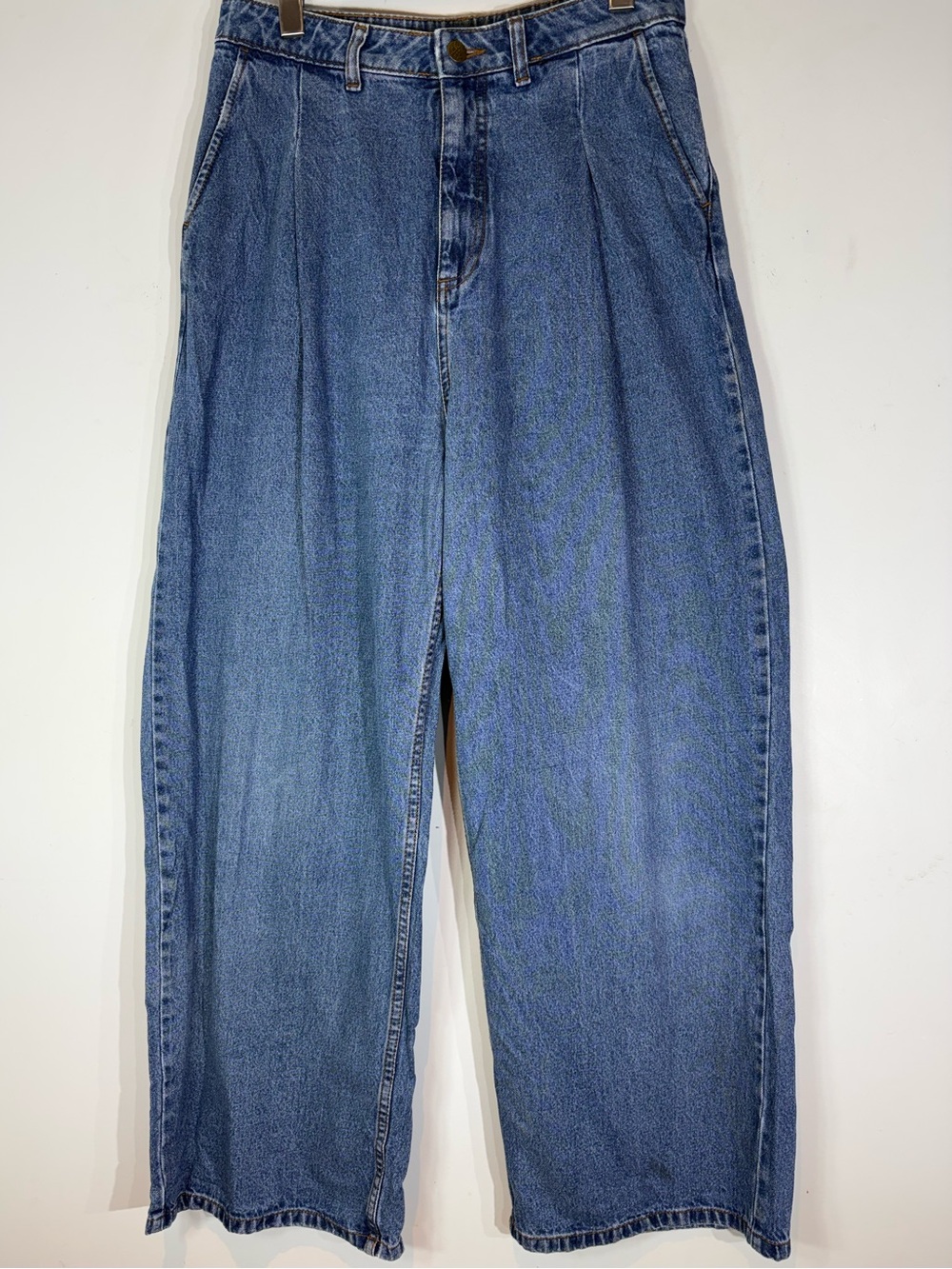 Lucy & Yak High Rise Pleated Wide Leg Blue Jeans W30 Regular